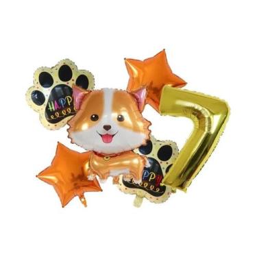 Imagem de Balões De Hélio Corgi Husky 6pcs, Decoração De Festa De Aniversário E 
