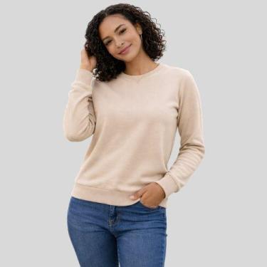 Imagem de Blusão Feminino Moletom Básico Malwee, GG, Beige