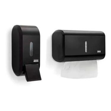 Imagem de Kit Porta Papel Toalha E Saboneteira Líquida Dispenser Banheiro Compac