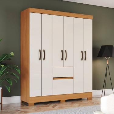 Imagem de Guarda-roupa Solteiro 6 Portas 2 Gavetas Bs04 Cinamomo/Off White
