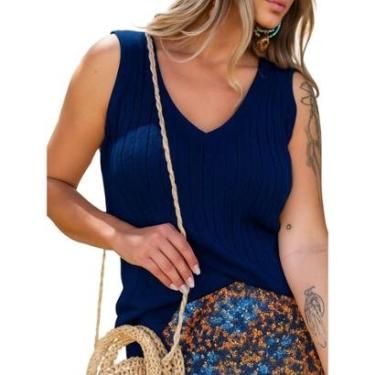 Imagem de Blusa de Tricô Vih Triny com Ponto Trança Feminina Básica Casual-Feminino