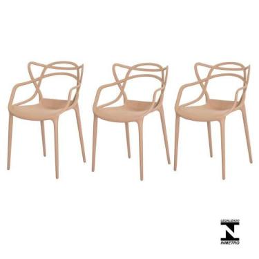 Imagem de Kit 3 Cadeiras Allegra Nude Sala Cozinha Jantar - WAW DESIGN