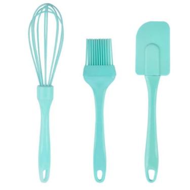 Imagem de Kit Confeiteiro Silicone 3 Peças Profissional Fue Batedor Espátula Pin