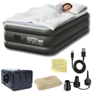 Imagem de Colchão Inflável Solteiro Bivolt com Bomba Integrada 1,90x1,00x40cm - 