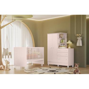 Imagem de Conjunto Quarto Bebê Reto Berço Com Colchão e Guarda Roupa - Maxi do B