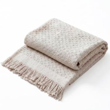 Imagem de Decolab Manta Sofá Básica de Algodão Decorativa Moderna com Franja Estilo Boho para Pol...