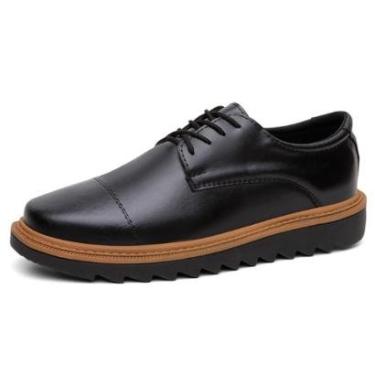Imagem de Sapato Casual Masculino Oxford Com Cadarço Solado Borracha Tratorado Palmilha EVA Tendencia Inverno-Masculino