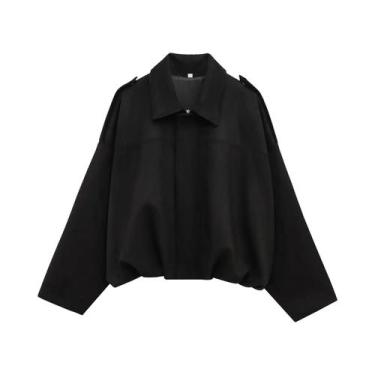 Imagem de Jaqueta Feminina Vintage De Inverno Com Textura De Camurça Solta, Mang