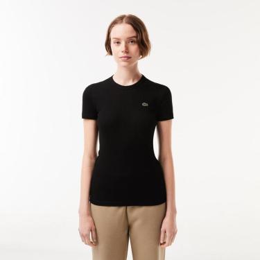 Imagem de Camiseta Lacoste Algodão Canelada com Caimento Ajustado Feminina-Feminino