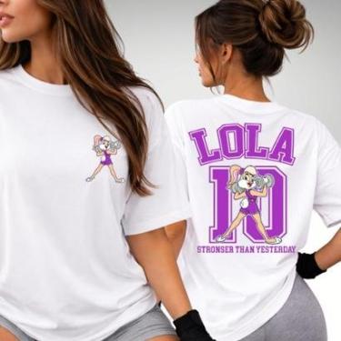 Imagem de Camiseta Feminina Oversized Treino Lola Roupas de Academia Look de Treino-Feminino