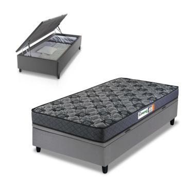 Imagem de Conjunto Base Box Baú Solteiro Prince Com Colchão Hellen D33 Cinza