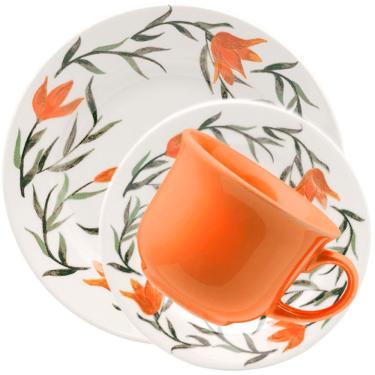 Imagem de Kit Jogo Café Lanche 2 Pessoas 4 Peças Donna Lírios Oxford