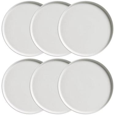 Imagem de Conjunto de Pratos de Sobremesa Neo Vit 6 Peças em Stoneware com Acabamento Esmaltado para Uso Diário Cinza