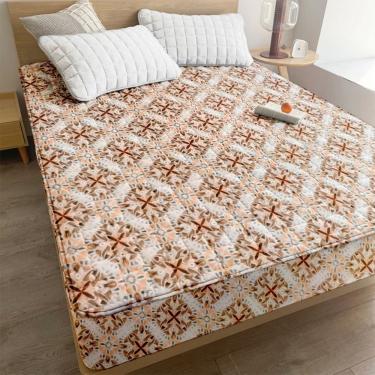 Imagem de Capa para Colchão Impermeável Matelado Ultrassônico em Microfibra Poliéster Solteiro 1 Peça Estampado Variada3 OEM