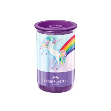 Imagem de Apontador com Depósito Faber-Castell Unicórnio com Lâmina de Alta Qualidade para Lápis de Grafite e de Cor Roxo