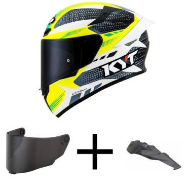 Imagem de Capacete KYT TT Course Gear Preto e Amarelo Mais Viseira Fumê e Spoile