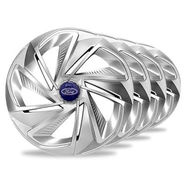 Imagem de Jogo 4 Calota Aro 14 Nitro Prata Ford Ka Fiesta Kit Carlota Focus Esco