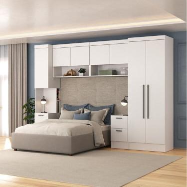 Imagem de Quarto Completo Viena 7 Portas 6 Gavetas 5 Peças Espresso Móveis Branco