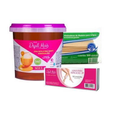 Imagem de Kit Cera Depilatória Quente Natural Visual Depil Mais 1300g Hidrossolú