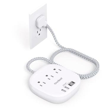 Imagem de Power Strip One Beat, 3 tomadas, 4 portas USB de 5 pés com plugue plan