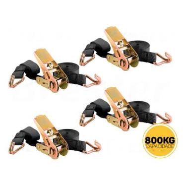 Imagem de Kit 4 Jogos Cinta Catraca De Amarração Carga 800kg Vonder Cor Preto
