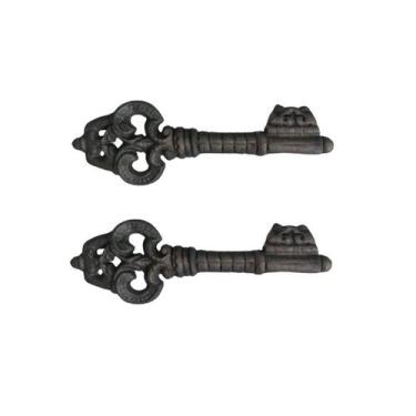 Imagem de Kit 2 Chaves Decorativas Rústica Enfeite em Ferro Nº 02 26cm - Fundiçã