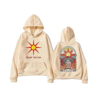 Imagem de Hoodies Impressos Dark Souls Praise the Sun Para Homens E Mulheres, Pu