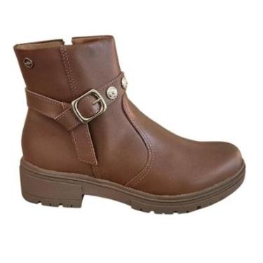 Imagem de Bota Cano Curto Dakota Em Couro Salto Baixo Tratorado Zíper D0403 Cor:;Tamanho:37;Gêner...