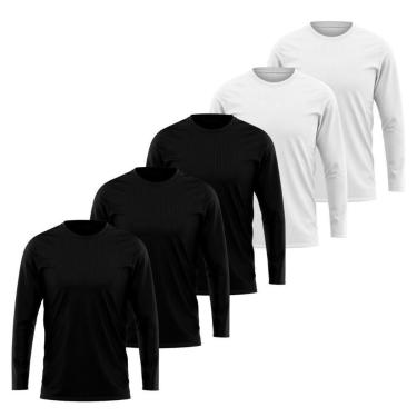 Imagem de Kit 5 Camisetas Manga Longa Segunda Pele Masculina Lisa Dry Academia Fit-Masculino