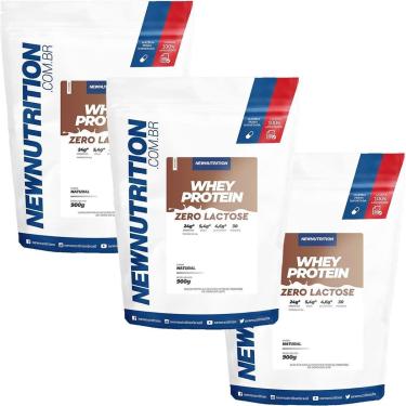 Imagem de Kit 3X Whey Protein Zero Lactose - 900g Refil Natural - NewNutrition-Masculino