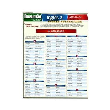 Imagem de Ingles 3 - ortografia - resumao escolar - BARROS, FISCHER & ASSOCIADOS
