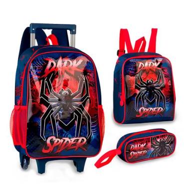 Imagem de Kit Mochila de Rodinhas Infantil Escolar Dark Spider Aranha - Klizz, M