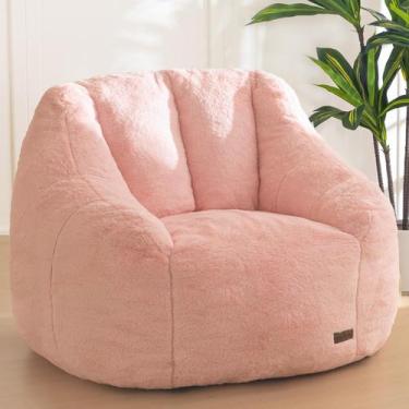 Imagem de Cadeira Bean Bag MAXYOYO Comfy Faux Fur com suporte traseiro rosa