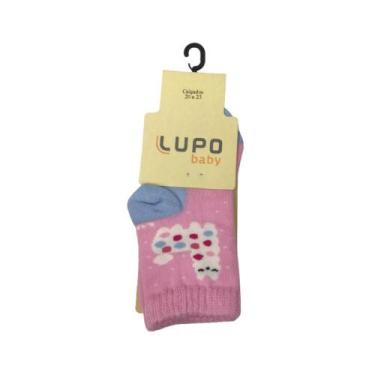 Imagem de Meia lupo baby cano médio ref:2000 menina, Rosa, Branco, Azul, 20/3