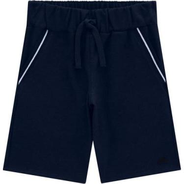 Imagem de Roupa Infantil Bermuda Azul Marinho Detalhes Branco Conjunto Malhão Fl