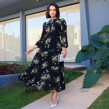 Imagem de Vestido Raquel floral Maxi Midi Luxo Moda Evangélica - JUDITE RUFINO, 