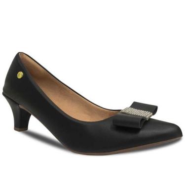 Imagem de Sapato Scarpin Feminino Laço Manta Strass Salto Baixo Fino Confortável