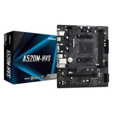 Imagem de Placa Mãe Asrock A520M-Hvs Am4 2Xddr4 Dimm 64Gb 2Xusb2.0 4Xusb3.2 1Xm.