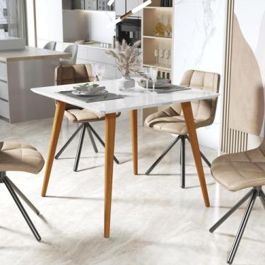 Imagem de mesa de jantar para 4 lugares com pés palito retro - Lojas DPR, Branco