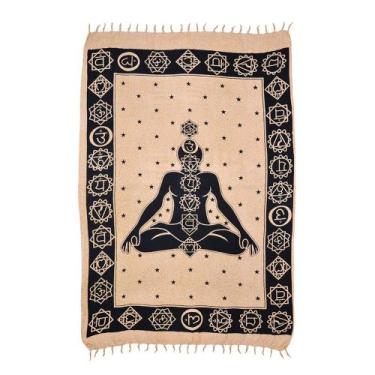 Imagem de Canga de viscose chakras/ meditação - Corpo Dourado Moda Praia, Bege c