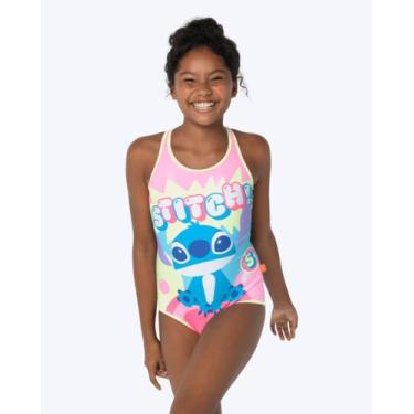 Imagem de Maiô com Proteção Solar Juvenil Feminino Stitch Puket 110500770, Azul,