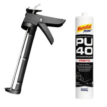 Imagem de Kit Pistola Aplicadora Aeroflex 9 Pol com Selante PU40 Preto para Refo
