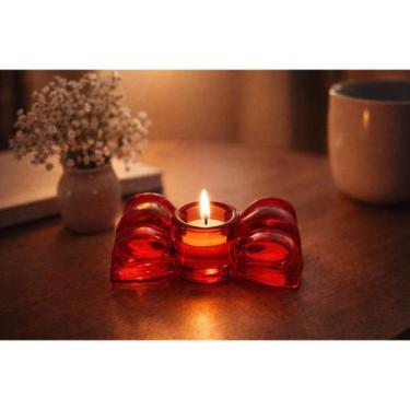 Imagem de Porta Vela Vidro Candy Vidro Namorados Vermelho 10X4,50X3CM Tuut