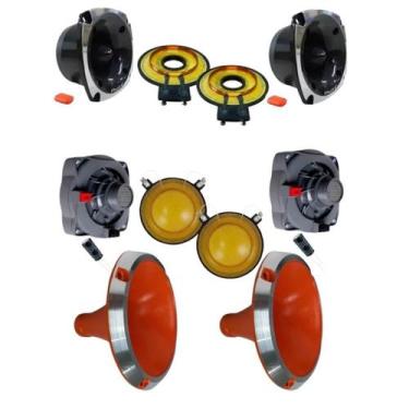 Imagem de Kit 2x2 driver tweeter unlike 500 + corneta alumínio reparos, LARANJA