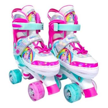Imagem de Patins Roller Ajustável Unicórnio 3033 Com Luz Nas Rodas - DM Radical