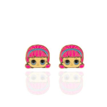 Imagem de Brinco infantil menina boneca madame banhado a ouro 18k - Brimatto