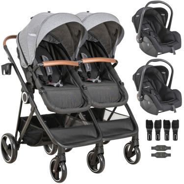 Imagem de Carrinho Kiddo para Gemeos com 2 Bebe Conforto Cosmos Grafite