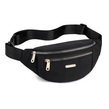Imagem de Pochete de Cintura Crossbody Transversal com Bolsos - Malissima, Preto