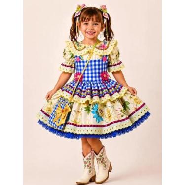 Imagem de Vestido Feminino Infantil de Festa Junina Candinha Com Bolsinha - Fant