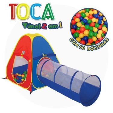 Imagem de Barraca Cabana Toca Túnel Tipo Piscina C/ 60 Bolinhas Bebê - Braskit